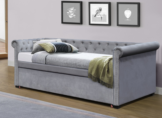 ผ้าลินิน เตียงนอนเล่นหุ้มเบาะคู่ กระจุกดึงออก Trundle Bed