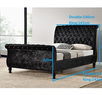 หัวเตียงประกอบโครงเตียงหุ้มเบาะสีดำ Queen Oem