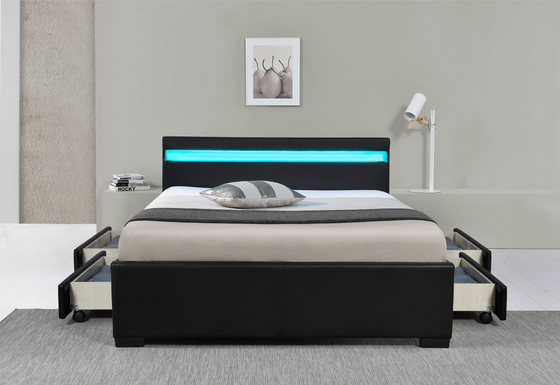 Pu Faux Leather LED หุ้มเตียงพร้อมลิ้นชักเก็บของรับประกัน 12 เดือน