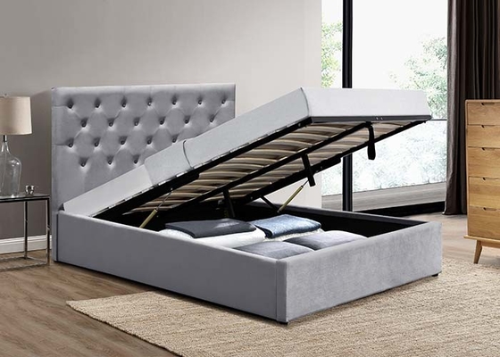 กลไก Ottoman Gas Lift Storage Bed ผ้าหุ้มเบาะเก็บของ ODM