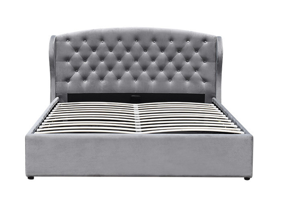 4 FT Ottoman Tufted Storage Bed Foot Lift เปิดแก๊สพร้อมหัวเตียงสีเทา