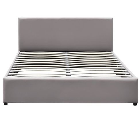 Gas Lift Upholstered Storage Bed ไม้อัดสีเทาคู่หนังเทียม
