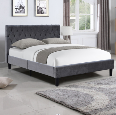โครงเตียงหุ้มเบาะขนาดทวินปุ่ม Tufted ปุ่ม Headboard ไม้อัดโฟมผ้าวัสดุ