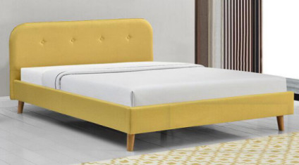 โครงเตียงผ้าลินินสีเหลืองซันนี่หุ้มด้วย Headboard CE Certification