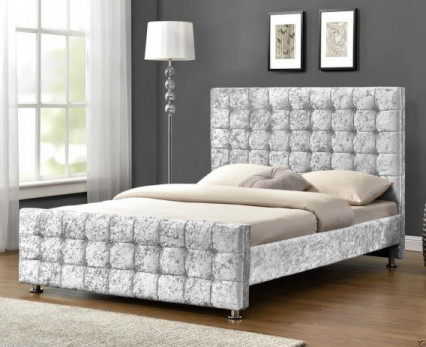 OEM เบาะสีเทาขนาดคิงไซส์ Crush Velvet Fabric โครงเตียง EMC Certificate