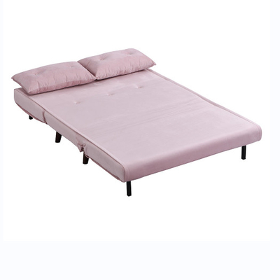 Tri พับเบาะ Trundle เตียงนอนเล่น 2 ที่นั่งกำมะหยี่สีชมพูโซฟาเตียงเก้าอี้