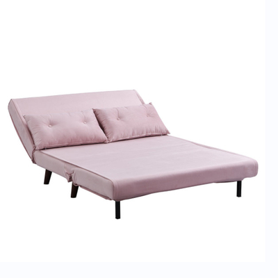 Tri พับเบาะ Trundle เตียงนอนเล่น 2 ที่นั่งกำมะหยี่สีชมพูโซฟาเตียงเก้าอี้