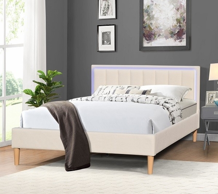 เตียงนอนผ้าลินินขนาดควีนไซส์พร้อมไฟ LED Headboard