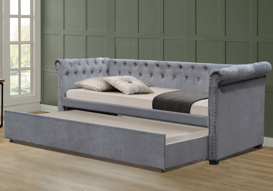 ผ้าลินิน เตียงนอนเล่นหุ้มเบาะคู่ กระจุกดึงออก Trundle Bed