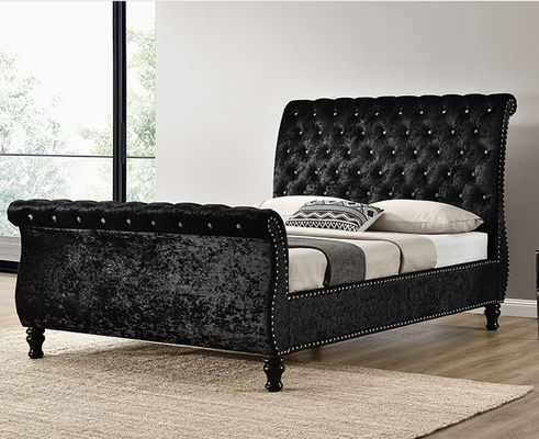 Button Tufting โครงเตียงบุนวมขนาดคิงไซส์ หัวเตียงสไตล์ Chesterfield