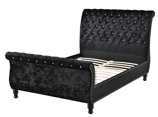 Button Tufting โครงเตียงบุนวมขนาดคิงไซส์ หัวเตียงสไตล์ Chesterfield