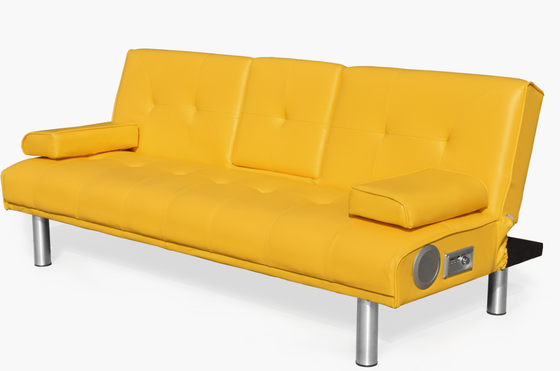 Modern Futon Lounger โซฟาเปิดประทุนหนัง Faux โซฟา Futon 3 ที่นั่ง