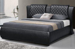 มัลติฟังก์ชั่นหนัง PU สีดำ Gas Lift Storage Bed ขนาดเต็ม