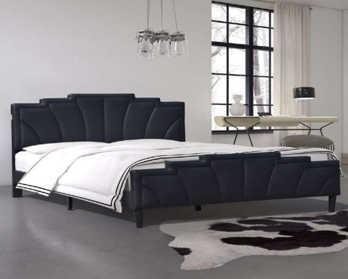 โครงเตียงหุ้มเบาะรูปทรงพิเศษ Modern King Size หนัง PU สีดำ