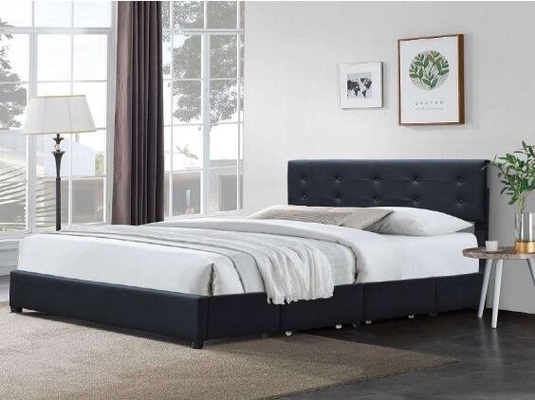 Minimalistic Queen Bed Frame หัวเตียงหนัง PU กระจุกสีดำ