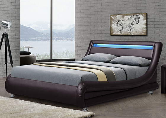 โครงเตียงทันสมัยหุ้มด้วยหนัง Wave Curve Platform Bed