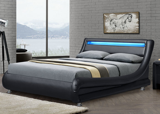 โครงเตียงทันสมัยหุ้มด้วยหนัง Wave Curve Platform Bed