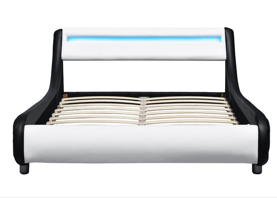 โครงเตียงทันสมัยหุ้มด้วยหนัง Wave Curve Platform Bed