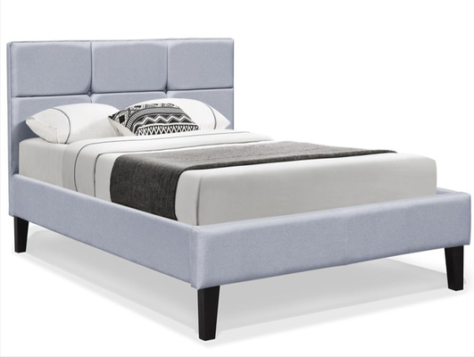 ไม้อัดขนาดควีนไซส์ผ้าโครงเตียงที่นอนแพลตฟอร์มสีเทาไม้ออตโตมันBed