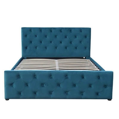Headboard Footboard Tufted Storage Bed Fabric ปุ่มลิฟท์แก๊สขนาดคิงไซส์