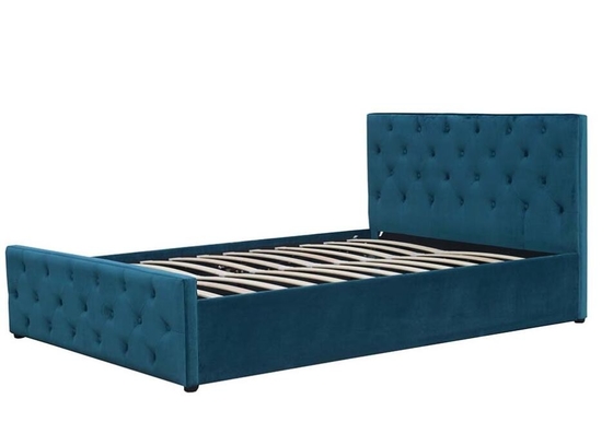 Headboard Footboard Tufted Storage Bed Fabric ปุ่มลิฟท์แก๊สขนาดคิงไซส์
