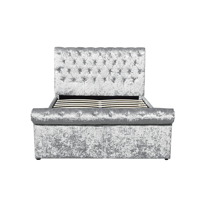 Crush Velvet Gas Lift Storage Bed OEM โครงเตียงคู่หุ้มด้วยเงิน