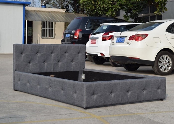 Queen Tufted Gas Lift Storage Bed หัวเตียงผ้าหุ้มเบาะ