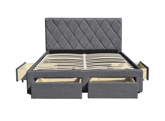 OEM King Size Tufted Storage Bed ผ้ากำมะหยี่พร้อมลิ้นชักเก็บของสี่ลิ้นชัก