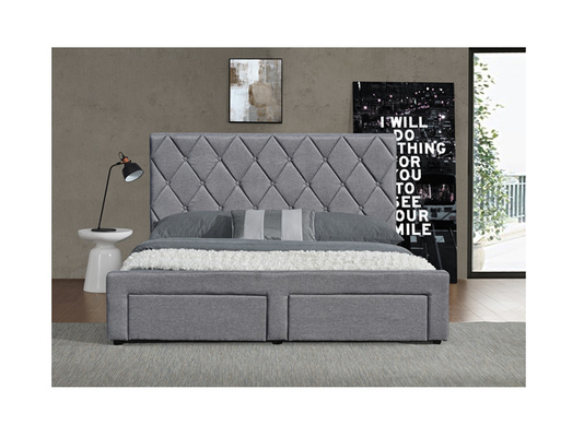 OEM King Size Tufted Storage Bed ผ้ากำมะหยี่พร้อมลิ้นชักเก็บของสี่ลิ้นชัก