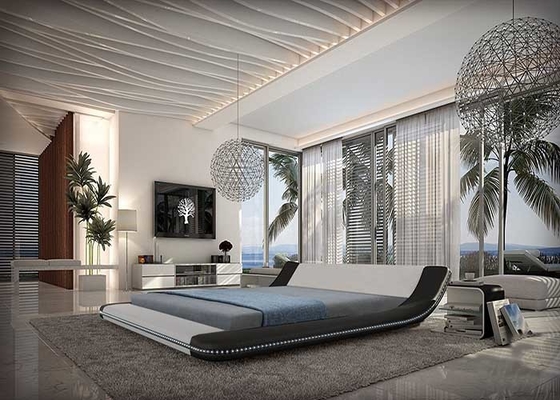 โครงเตียงหนังนุ่มทันสมัยห้องนอนเสื่อทาทามิ Royal Large King Size