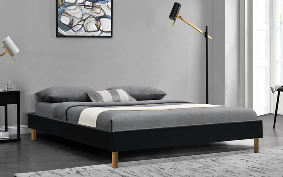 ร่วมสมัย King Upholstered Platform เตียง King ประกอบหนัง PU 140x190Cm