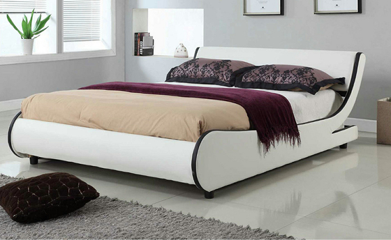Curve King Size โครงเตียงบุนวม LED สีขาว PU 140x200CM