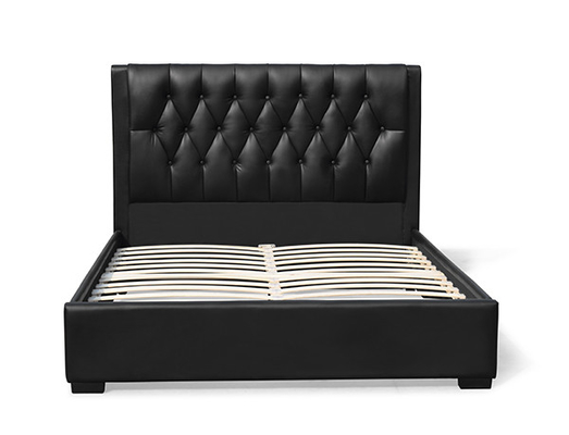 160 * 200 ซม. PU Tufted Headboard โครงเตียงควีนไซส์ขาพลาสติกสีดำ