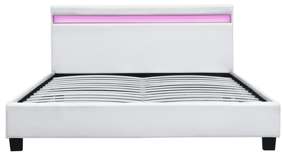 โครงเตียงหุ้มเบาะ RGB LED พร้อมไฟ LED ราคาถูกประกอบง่าย PU Leather