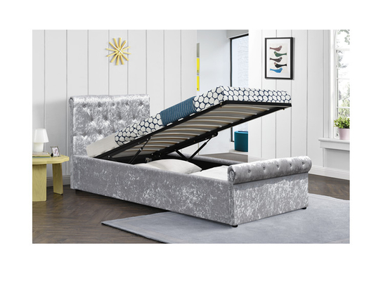 เดี่ยว Crush Tufted Storage โครงเตียงผ้ากำมะหยี่หุ้มเตียงควีนไซส์