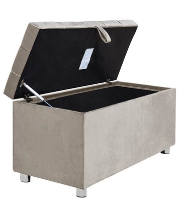 Chesterfiled Grey Ottoman Storage Box Crushed Velvet Toy Bench Plush Soft